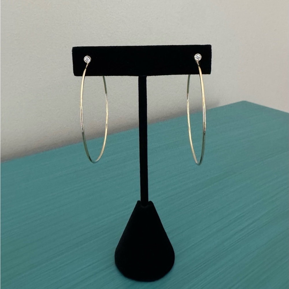 14k Gold and Diamond Hoops